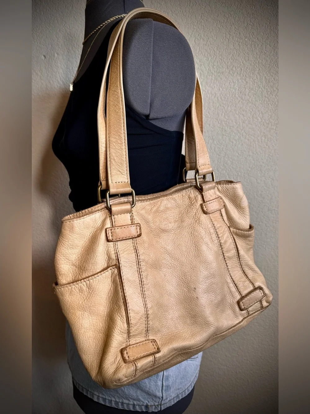 American Leather Co Tan Shoulder Bag Purse Satchel